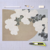 Schwarz mit weißen Dahlia-Blume auf Khaki Linen Seidenpapier (Handwerk)