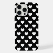 Schwarz mit weißen Herzen iPhone Hülle (Rückseite)