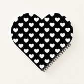 Schwarz mit weißen Herzen Notizblock (Rückseite)
