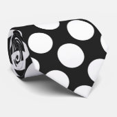 Schwarz mit weißen Polka Dots Retro Krawatte (Gerollt)
