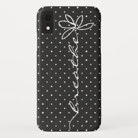 Schwarz mit weißen Polka-Punkten atmen Case-Mate iPhone Hülle (Rückseite)