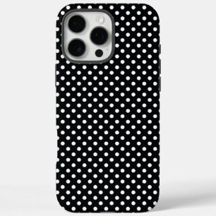 Schwarz mit weißen Polka-Punkten iPhone 16 Pro Max Hülle