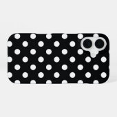 Schwarz mit weißen Polka-Punkten iPhone 16 Hülle (Rückseite (Horizontal))