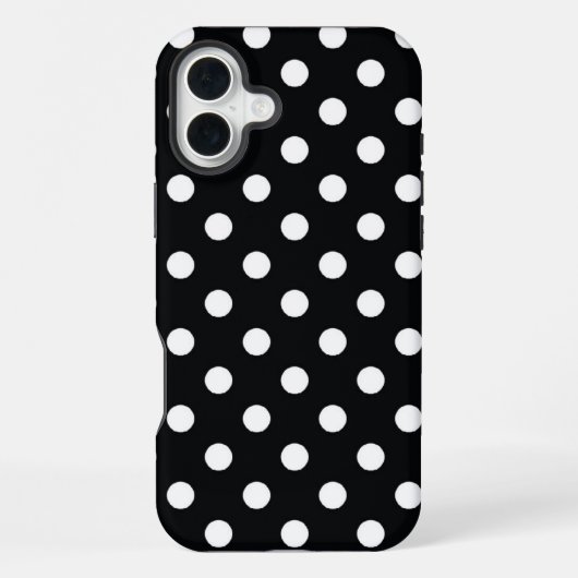 Schwarz mit weißen Polka-Punkten iPhone Hülle (Rückseite)