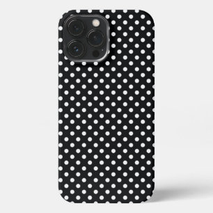 Schwarz mit weißen Polka-Punkten iPhone 13 Pro Max Hülle