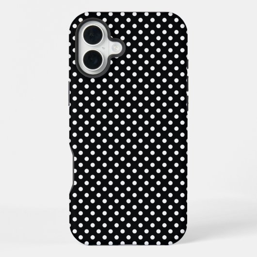 Schwarz mit weißen Polka-Punkten iPhone Hülle (Rückseite)