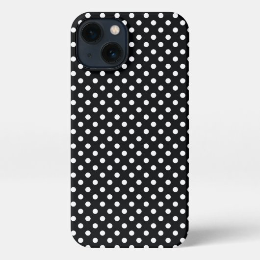 Schwarz mit weißen Polka-Punkten iPhone Hülle (Rückseite)