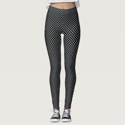 Schwarz mit weißen Punkten Leggings (Vorderseite)