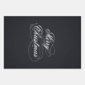 Schwarz mit weißen Sparks frohe Weihnachten Geschenkpapier Set (Vorderseite 2)