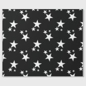 Schwarz mit weißen Sternen Geschenkpapier (Flach)