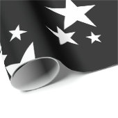Schwarz mit weißen Sternen Geschenkpapier (Rolleneckpunkt)