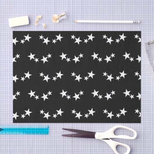 Schwarz mit weißen Sternen Seidenpapier (Handwerk)