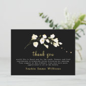 Schwarz mit weißer Blume Dankeskarte (Stehend Vorderseite)