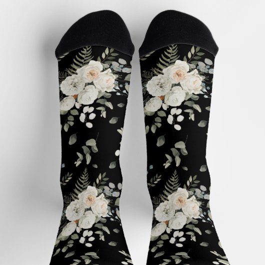 Schwarz mit weißer Hochzeit Blumenmuster Socken (Oben)