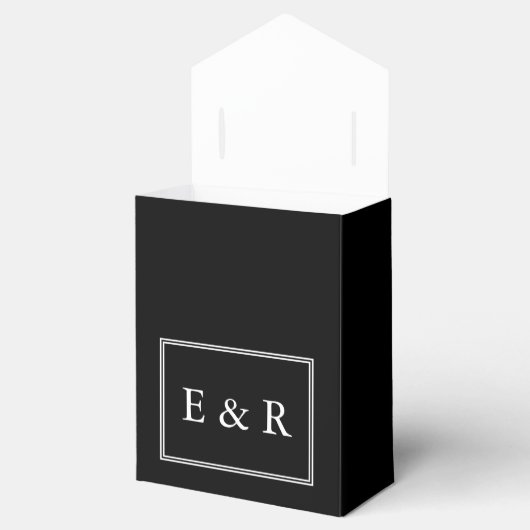 Schwarz mit weißer Hochzeitsdetails Geschenkschachtel (Geöffnet)