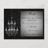 Schwarz mit weißer Kronleuchter-Silhouette Einladungspostkarte (Vorderseite)