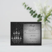 Schwarz mit weißer Kronleuchter-Silhouette Einladungspostkarte (Stehend Vorderseite)