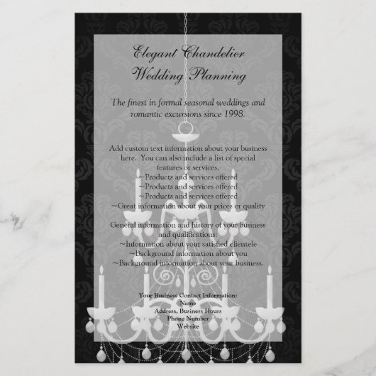 Schwarz mit weißer Kronleuchter-Silhouette Flyer (Vorne)