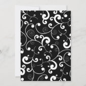 Schwarz mit weißer Scroll Hochzeit Einladung (Rückseite)