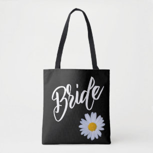 Schwarz mit White Daisy Bride Tasche