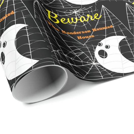 Schwarz mit White Spider Webs und niedliches Moder Geschenkpapier (Rolleneckpunkt)