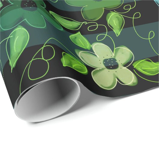 Schwarz mit Zitronengrün Geschenkpapier (Rolleneckpunkt)