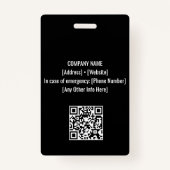 Schwarz | Mitarbeiter Foto ID Company Security Ausweis (Rückseite)