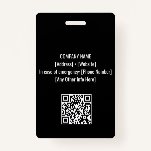 Schwarz | Mitarbeiter Foto ID Company Security Ausweis (Rückseite)