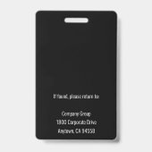 Schwarz | Mitarbeiter Foto ID Company Security Ausweis (Back)
