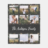 Schwarz modern 9 Foto Wasserfarbe botanische Blüte Fleecedecke (Vorderseite)