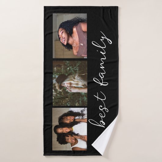 Schwarz Modern Best Family Foto Collage Custom Badehandtuch (Badehandtuch)