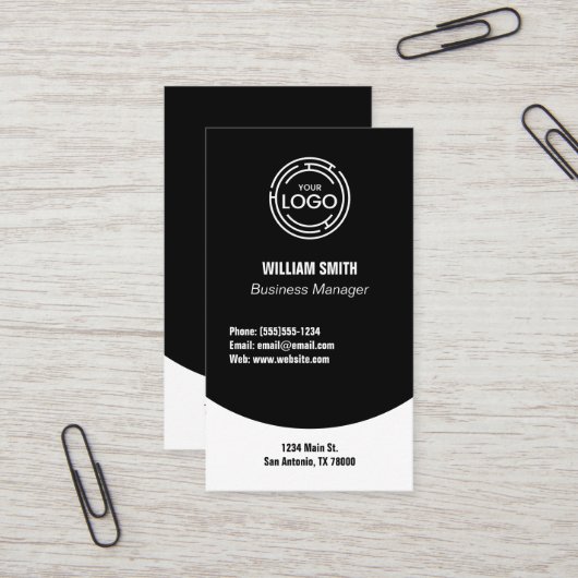 Schwarz Modern einfach Visitenkarte (Vorderseite/Rückseite Beispiel)