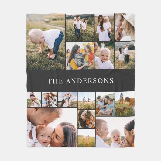 Schwarz modern elegant 17 Foto personalisiert mode Fleecedecke (Vorderseite)