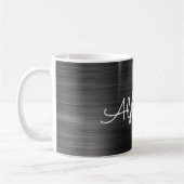 Schwarz-Modern-Elegant-Metallic-Monogramm-Name Kaffeetasse (Links)