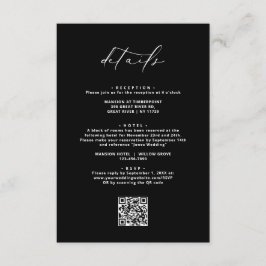 Schwarz-modern-elegante kalligraphische Hochzeitsd Begleitkarte