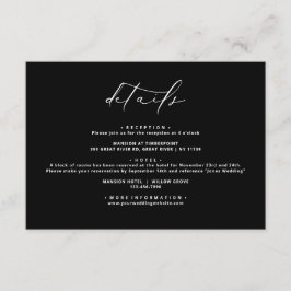 Schwarz-modern-elegante kalligraphische Hochzeitsd Begleitkarte