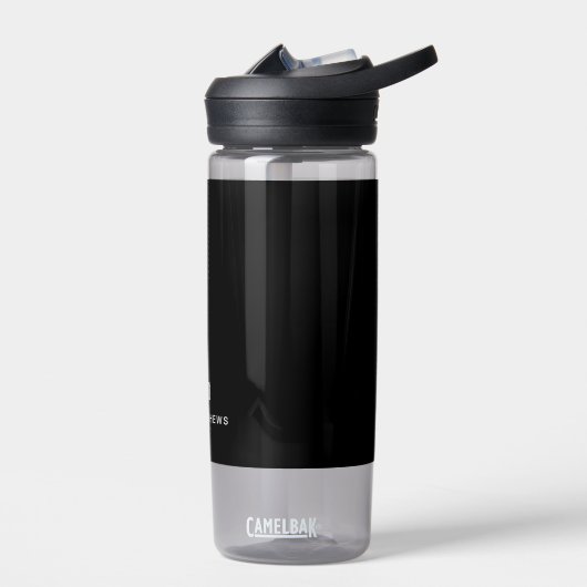 Schwarz Modern Minimal Custom Monogram und Name Trinkflasche (Links)