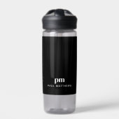 Schwarz Modern Minimal Custom Monogram und Name Trinkflasche (Vorderseite)