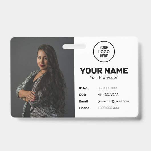 Schwarz-Modern-Minimal-ID-Strichcode-Mitarbeiter-F Ausweis (Vorderseite)