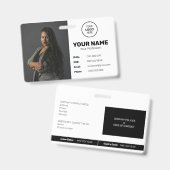 Schwarz-Modern-Minimal-ID-Strichcode-Mitarbeiter-F Ausweis (Vorder- & Rückseite)