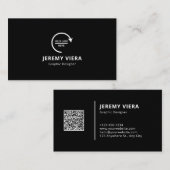 Schwarz-Modern-Minimal-Logo und QR-Code Visitenkarte (Vorne/Hinten)