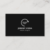 Schwarz-Modern-Minimal-Logo und QR-Code Visitenkarte (Vorderseite)