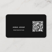 Schwarz, modern, Minimalistisch, einfach, QR-Code Visitenkarte (Vorderseite)