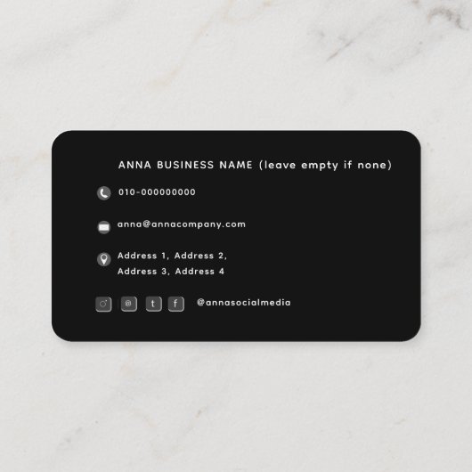 Schwarz, modern, Minimalistisch, einfach, QR-Code Visitenkarte (Rückseite)