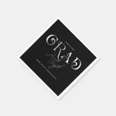 Schwarz-modern Minimalistisch | Graduierungspartei Serviette (Ecke)