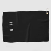 Schwarz-Modern-Minimalistisch-Monogramm Golfhandtuch (Horizontal)