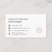 Schwarz-Modern-Minimalistisch-Monogramm Visitenkarte (Rückseite)