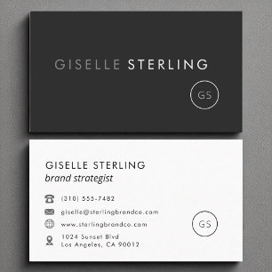 Schwarz-Modern-Minimalistisch-Monogramm Visitenkarte