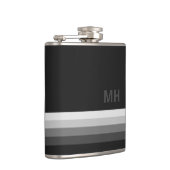 Schwarz-Modern-Monogramm Flachmann (Rechts)