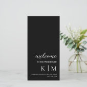 Schwarz-modern- Monogramm-Hochzeitsprogramm - (Stehend Vorderseite)